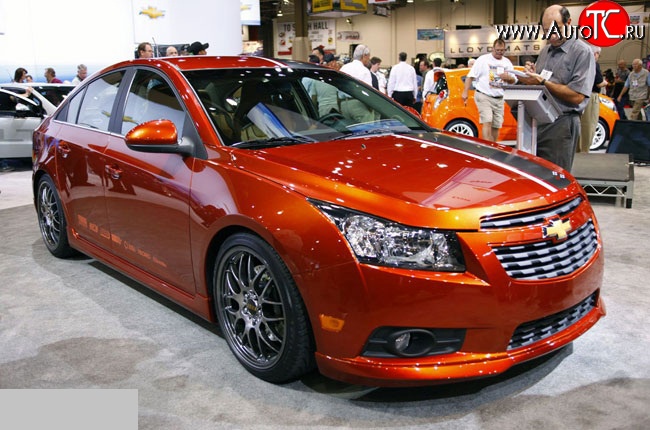 3 799 р. Накладка Z-Line на передний бампер Chevrolet Cruze J305 хэтчбек дорестайлинг (2009-2012) (Неокрашенная)  с доставкой в г. Калуга