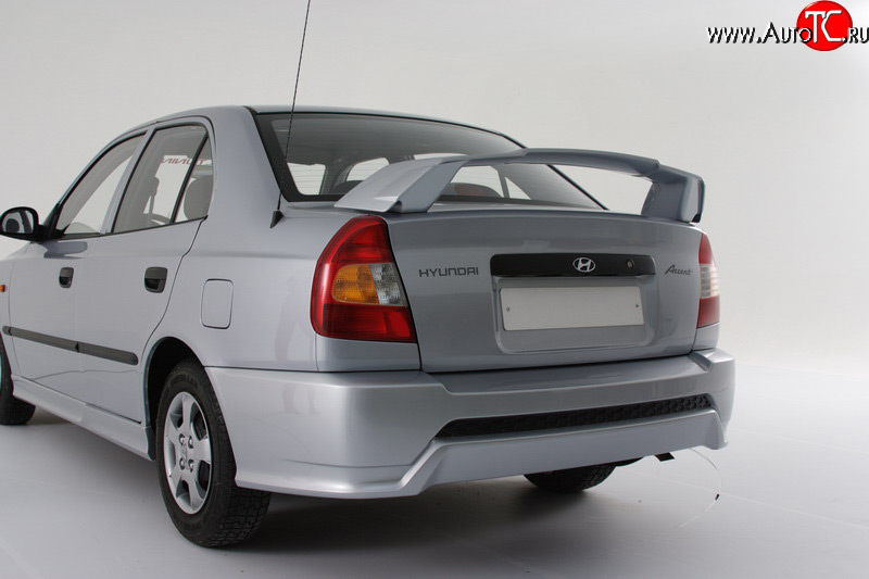 5 099 р. Задний бампер Классик Hyundai Accent седан ТагАЗ (2001-2012) (Неокрашенный)  с доставкой в г. Калуга