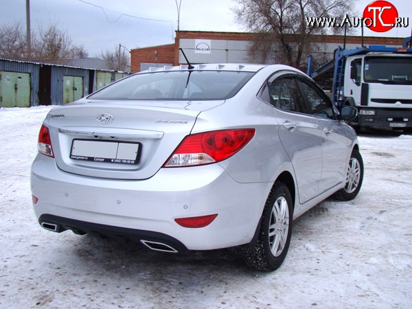 3 369 р. Диффузор заднего бампера Sport var №1  Hyundai Solaris  1 седан (2010-2014) (Неокрашенный (глянец под окраску))  с доставкой в г. Калуга