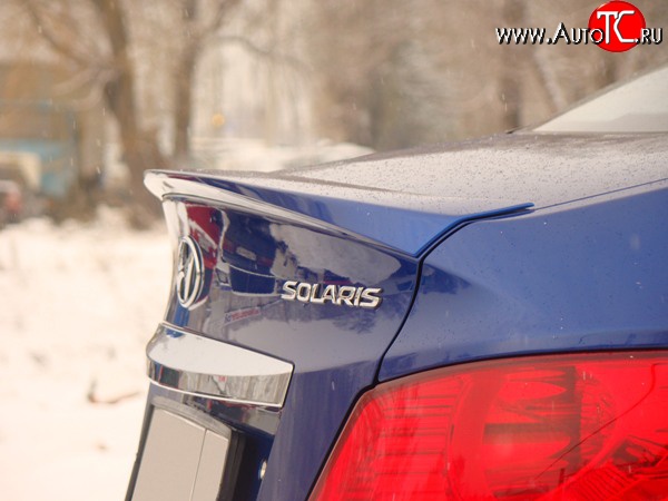 2 799 р. Лип спойлер Sport  Hyundai Solaris  1 седан (2010-2017) (Неокрашенный)  с доставкой в г. Калуга