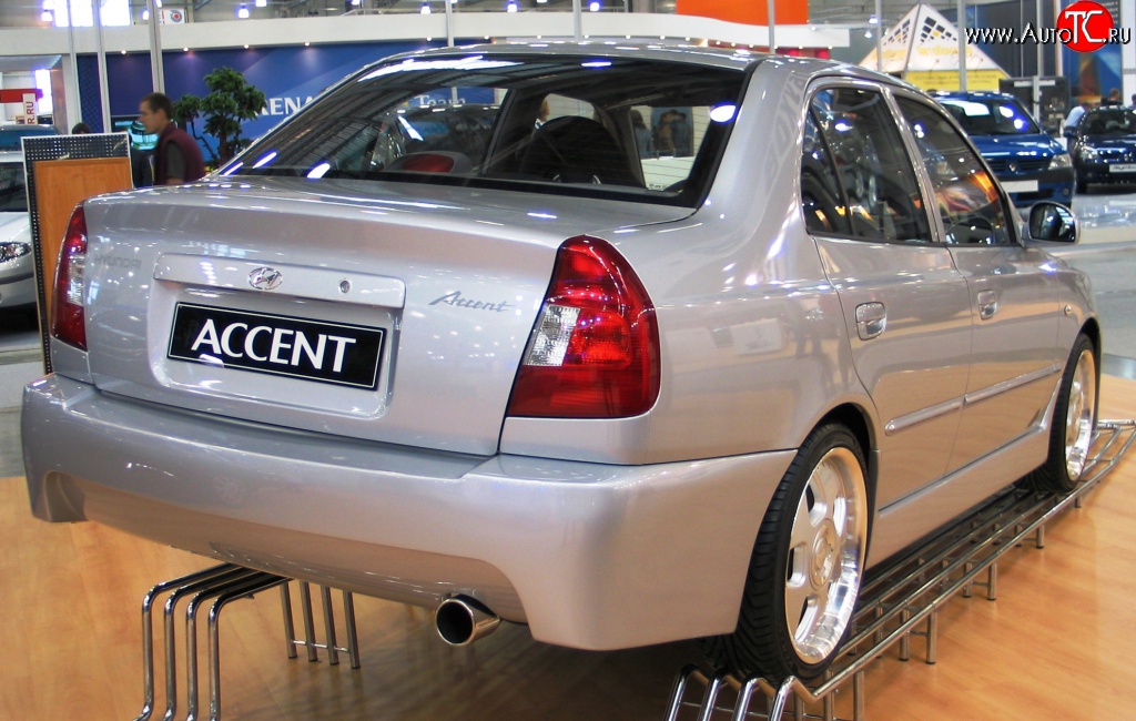 4 699 р. Задний бампер ATH-classic  Hyundai Accent  седан ТагАЗ (2001-2012) (Неокрашенный)  с доставкой в г. Калуга
