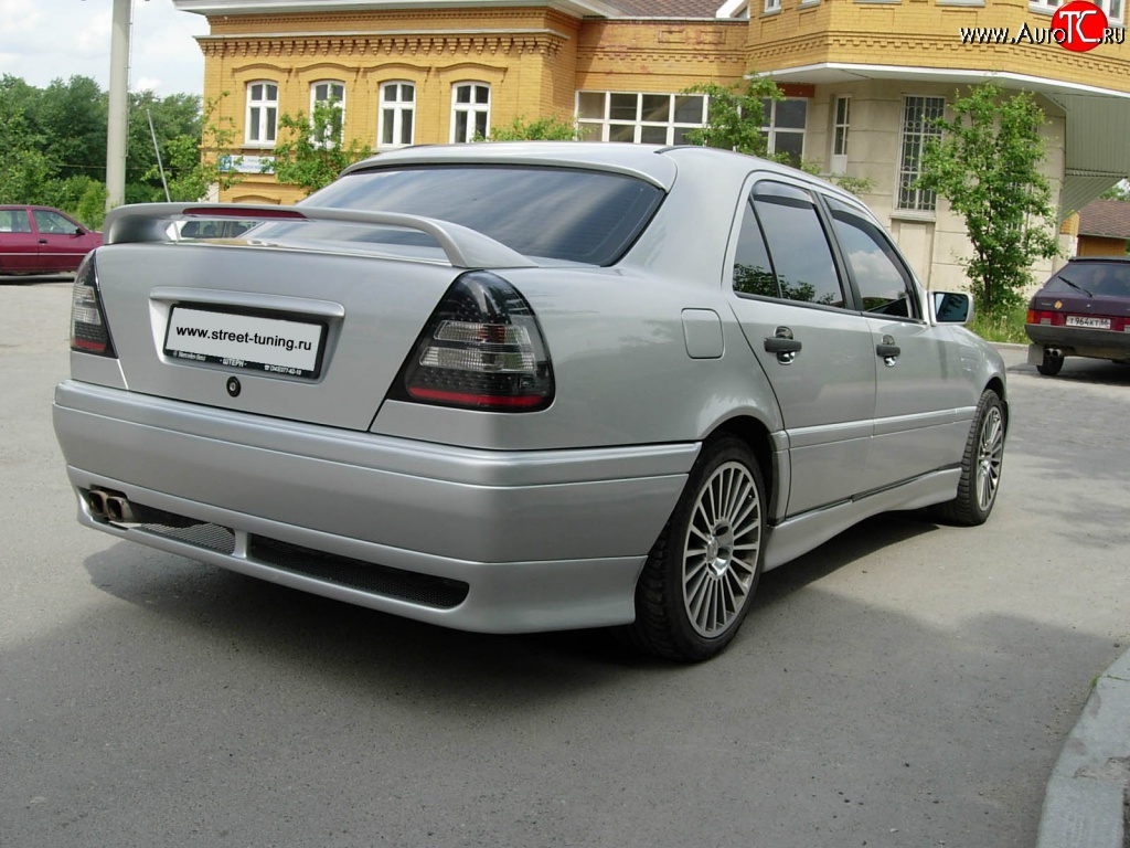 4 049 р. Накладка заднего бампера Rieger Mercedes-Benz C-Class W202 дорестайлинг седан (1993-1997)  с доставкой в г. Калуга