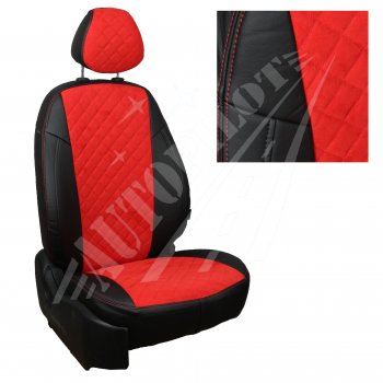 13 999 р. Чехлы сидений AUTOPILOT Алькантара Ромб (ЗС 40/60)  Audi A1  8XA хэтчбэк 5 дв. (2010-2018) (Черный + Красный)  с доставкой в г. Калуга. Увеличить фотографию 1