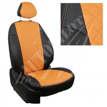 13 999 р. Чехлы сидений AUTOPILOT Экокожа Ромб (задняя спинка 40/60)  Audi A1  8XA хэтчбэк 5 дв. (2010-2018) (Черный + Оранжевый)  с доставкой в г. Калуга. Увеличить фотографию 1
