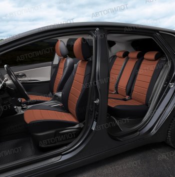 13 449 р. Чехлы на сиденья (экокожа/алькантара, 40/60) Автопилот  Audi A3 ( 8VS седан,  8VA хэтчбэк 5 дв.,  8V1) (2012-2020) (черный/коричневый)  с доставкой в г. Калуга. Увеличить фотографию 7