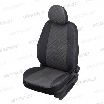 13 999 р. Чехлы сидений (экокожа, 40/60, подлок) Автопилот Ромб  Audi A4  B8 (2007-2015) (черный/серый)  с доставкой в г. Калуга. Увеличить фотографию 1