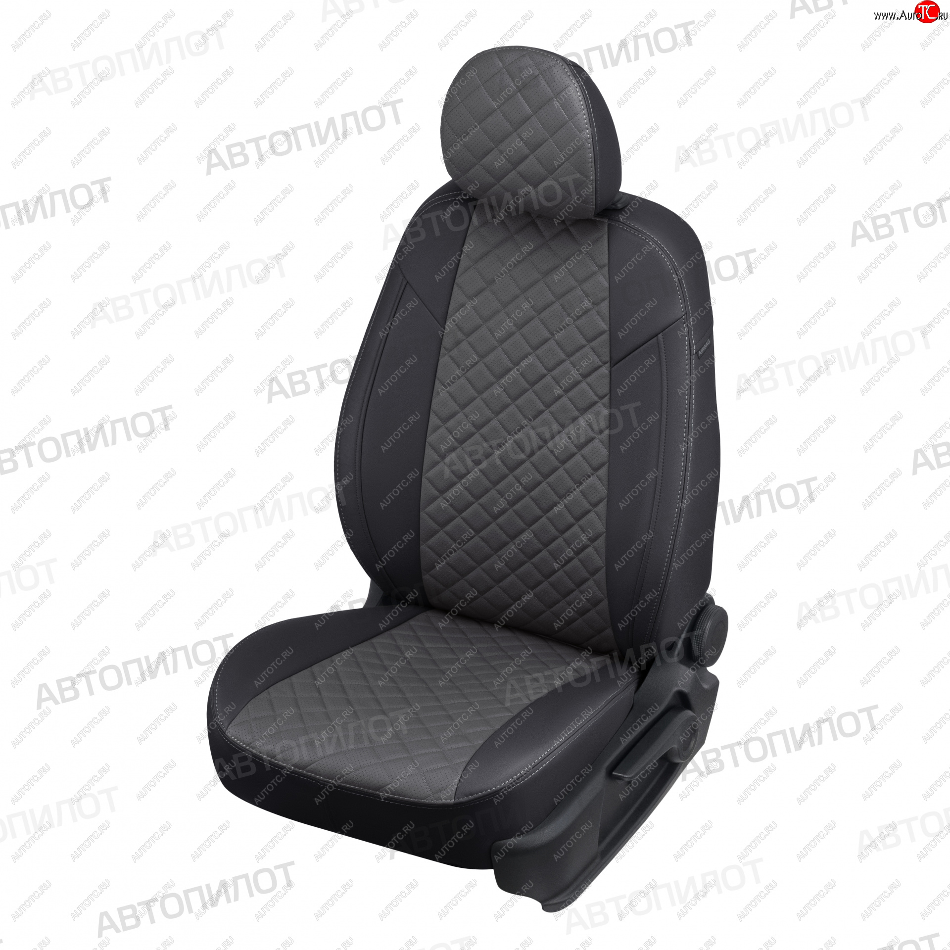 13 999 р. Чехлы сидений (экокожа, 40/60, подлок) Автопилот Ромб  Audi A4  B8 (2007-2015) (черный/серый)  с доставкой в г. Калуга