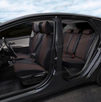 13 999 р. Чехлы сидений (экокожа, 40/60, подлок) Автопилот Ромб  Audi A4  B8 (2007-2015) (черный/шоколад)  с доставкой в г. Калуга. Увеличить фотографию 6