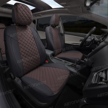 13 999 р. Чехлы сидений (экокожа, 40/60, подлок) Автопилот Ромб  Audi A4  B8 (2007-2015) (черный/шоколад)  с доставкой в г. Калуга. Увеличить фотографию 7