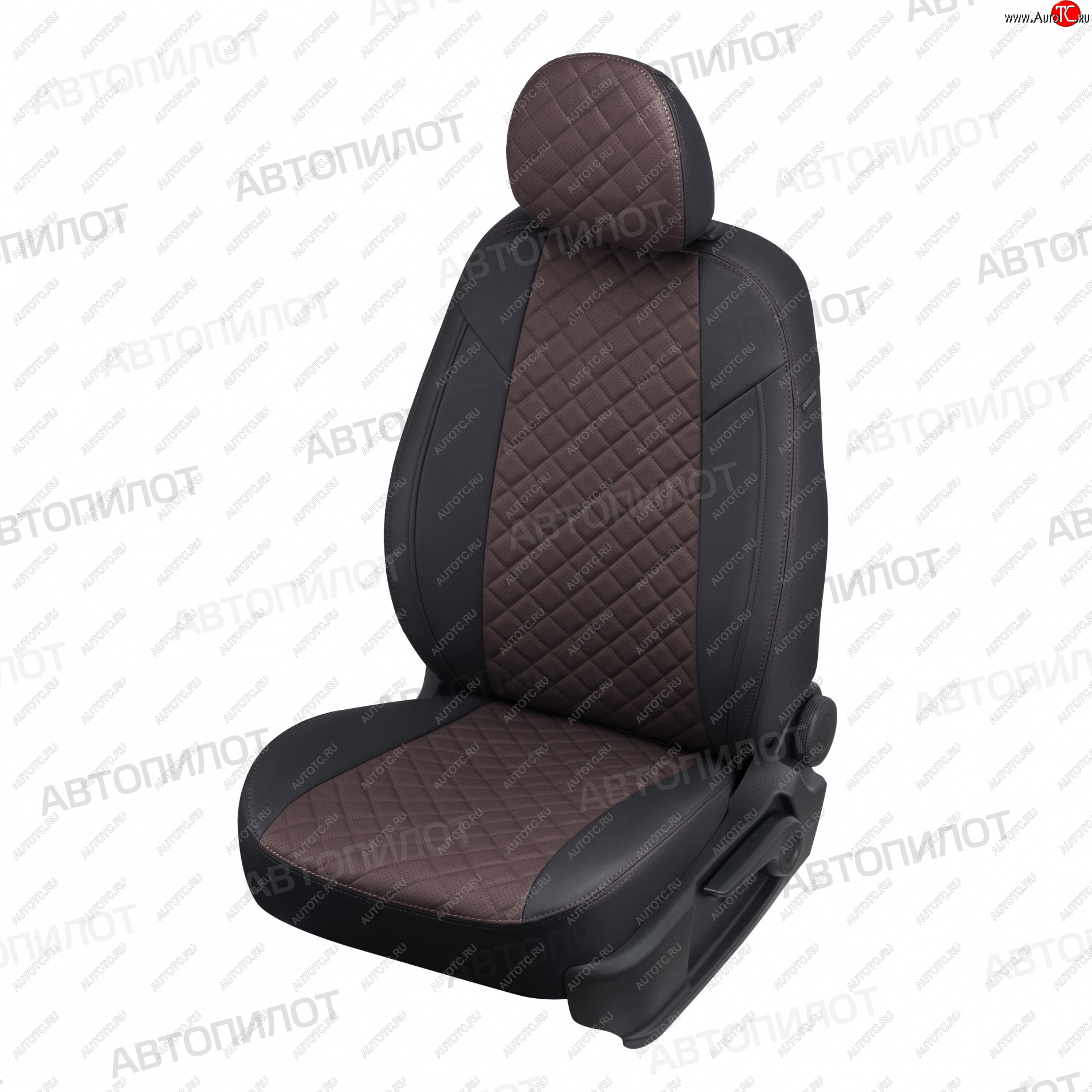 13 999 р. Чехлы сидений (экокожа, 40/60, подлок) Автопилот Ромб  Audi A4  B8 (2007-2015) (черный/шоколад)  с доставкой в г. Калуга