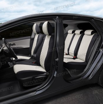 13 999 р. Чехлы сидений (экокожа, 40/60, подлок) Автопилот Ромб  Audi A4  B8 (2007-2015) (черный/белый)  с доставкой в г. Калуга. Увеличить фотографию 6