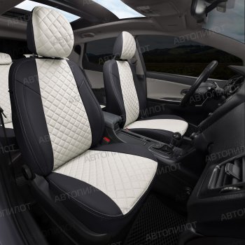 13 999 р. Чехлы сидений (экокожа, 40/60, подлок) Автопилот Ромб  Audi A4  B8 (2007-2015) (черный/белый)  с доставкой в г. Калуга. Увеличить фотографию 7