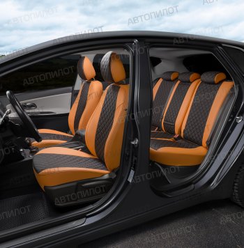13 999 р. Чехлы сидений (экокожа, 40/60, подлок) Автопилот Ромб  Audi A4  B8 (2007-2015) (оранж/черный)  с доставкой в г. Калуга. Увеличить фотографию 7