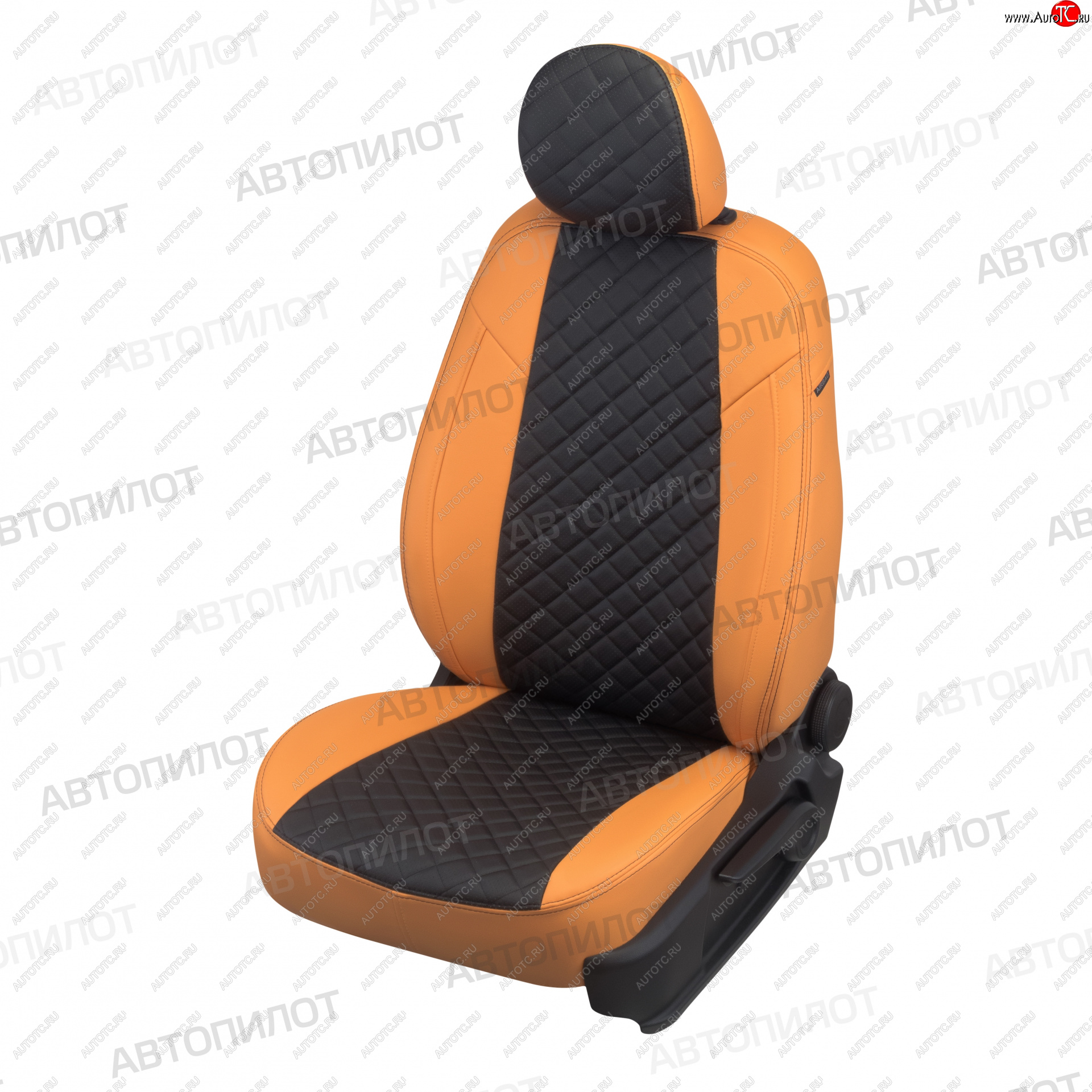 13 999 р. Чехлы сидений (экокожа, 40/60, подлок) Автопилот Ромб  Audi A4  B8 (2007-2015) (оранж/черный)  с доставкой в г. Калуга