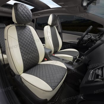 13 999 р. Чехлы сидений (экокожа, 40/60, подлок) Автопилот Ромб  Audi A4  B8 (2007-2015) (белый/черный)  с доставкой в г. Калуга. Увеличить фотографию 7