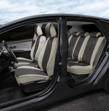 13 999 р. Чехлы сидений (экокожа, 40/60, подлок) Автопилот Ромб  Audi A4  B8 (2007-2015) (белый/черный)  с доставкой в г. Калуга. Увеличить фотографию 8