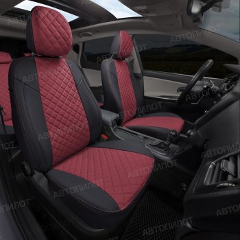 13 999 р. Чехлы сидений (экокожа, 40/60, подлок) Автопилот Ромб  Audi A4  B8 (2007-2015) (черный/бордовый)  с доставкой в г. Калуга. Увеличить фотографию 8
