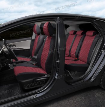 13 999 р. Чехлы сидений (экокожа, 40/60, подлок) Автопилот Ромб  Audi A4  B8 (2007-2015) (черный/бордовый)  с доставкой в г. Калуга. Увеличить фотографию 7