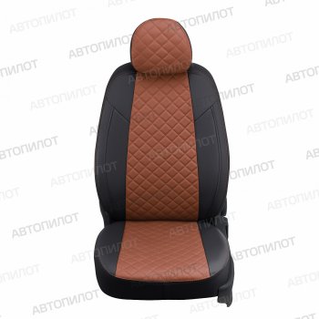13 999 р. Чехлы сидений (экокожа, 40/60, подлок) Автопилот Ромб  Audi A4  B8 (2007-2015) (черный/коричневый)  с доставкой в г. Калуга. Увеличить фотографию 3