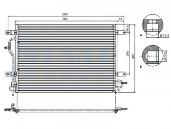 5 699 р. Радиатор кондиционера SAT (A4, A6 - 2.0, 3.0 / ALLROAD - 4.2, Китай)  Audi A4  B6 - A6  C5  с доставкой в г. Калуга. Увеличить фотографию 1