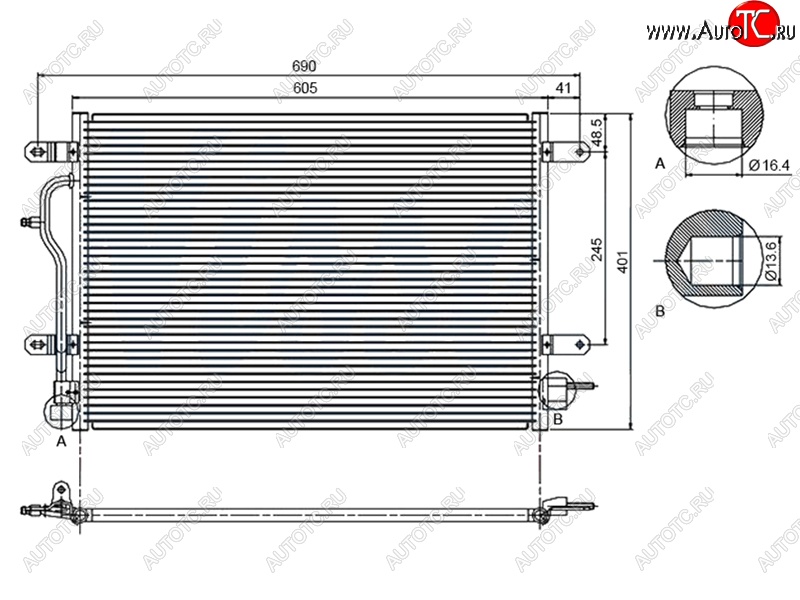 5 699 р. Радиатор кондиционера SAT (A4, A6 - 2.0, 3.0 / ALLROAD - 4.2, Китай)  Audi A4  B6 - A6  C5  с доставкой в г. Калуга