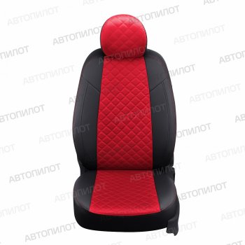 13 999 р. Чехлы сидений (экокожа/алькантара, сплошная) Автопилот Ромб  Audi A4 ( B6,  B7) (2000-2008) (черный/красный)  с доставкой в г. Калуга. Увеличить фотографию 2