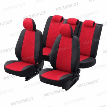 13 999 р. Чехлы сидений (экокожа/алькантара, сплошная) Автопилот Ромб  Audi A4 ( B6,  B7) (2000-2008) (черный/красный)  с доставкой в г. Калуга. Увеличить фотографию 6