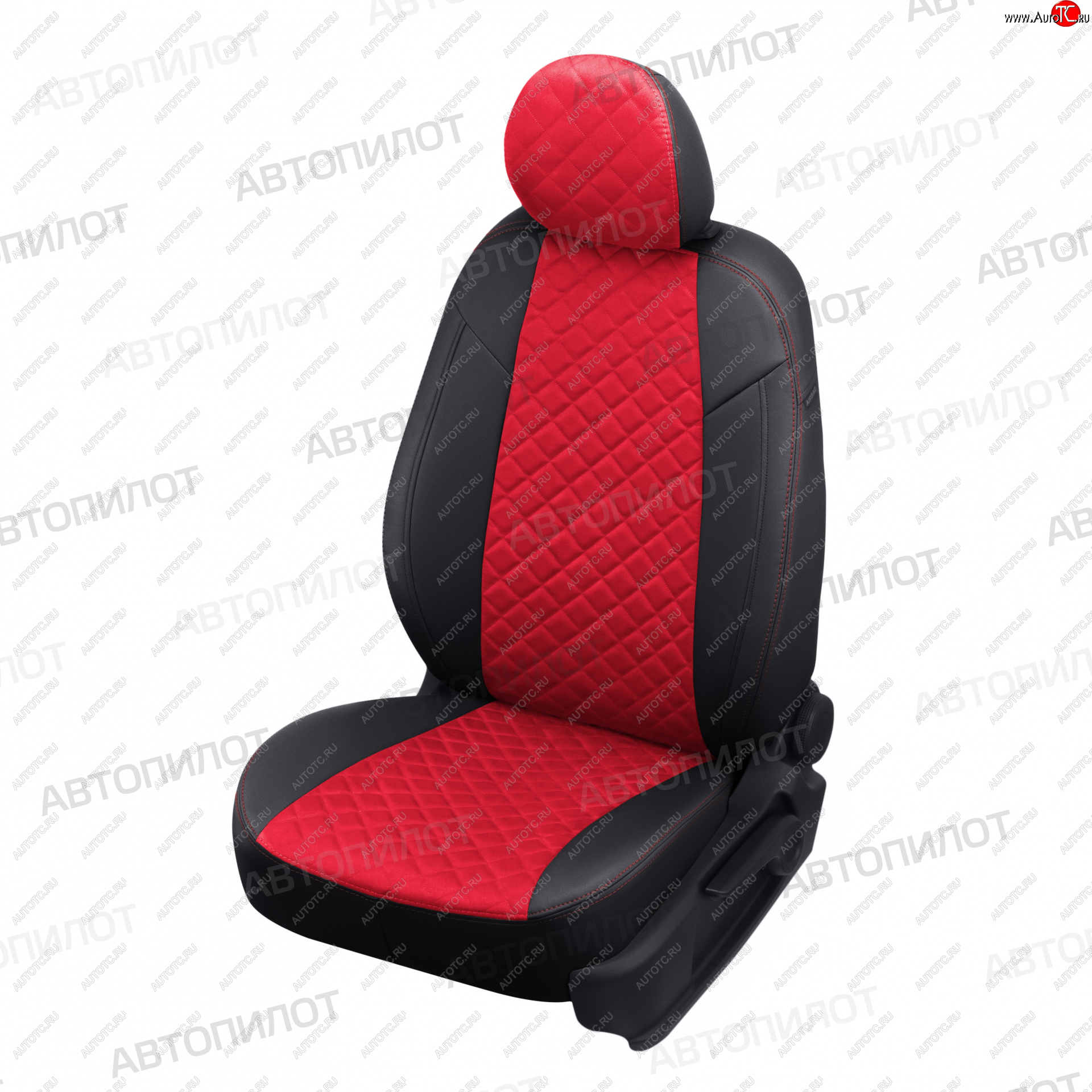 13 999 р. Чехлы сидений (экокожа/алькантара, сплошная) Автопилот Ромб  Audi A4 ( B6,  B7) (2000-2008) (черный/красный)  с доставкой в г. Калуга
