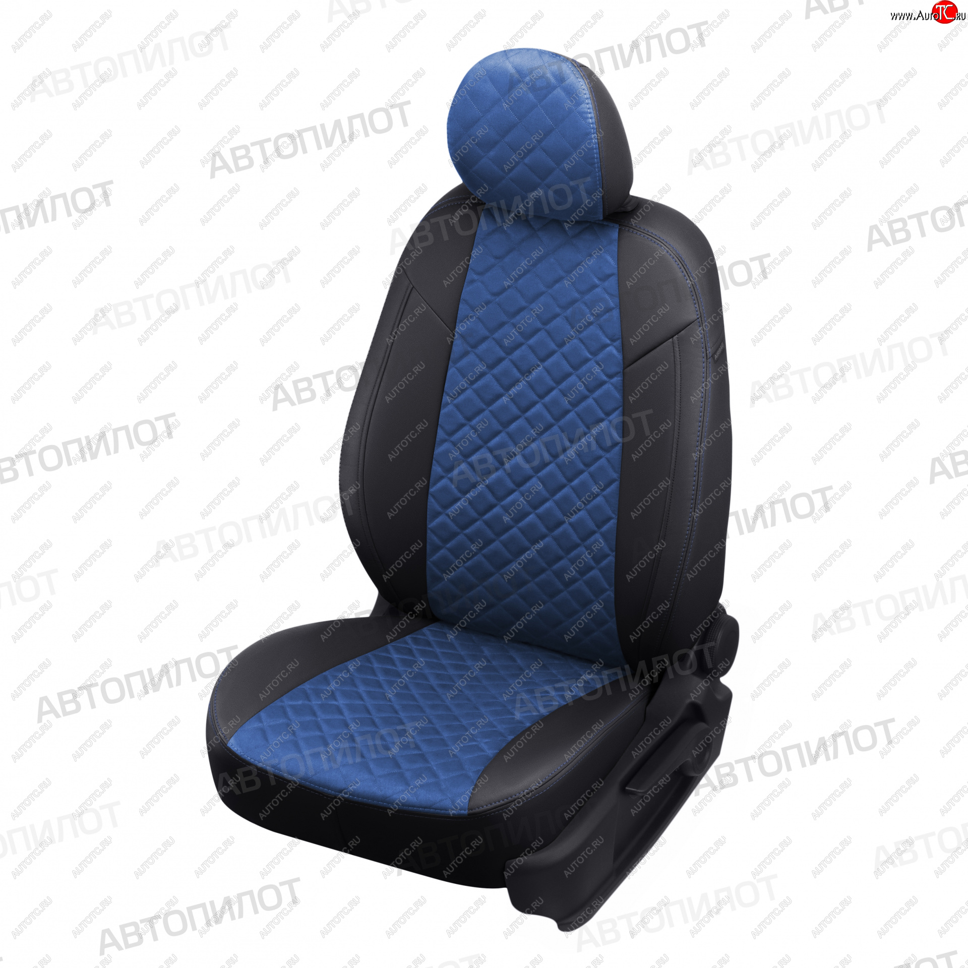 13 999 р. Копируемое: Чехлы сидений (экокожа/алькантара, сплошная) Автопилот Ромб  Audi A4 ( B6,  B7) (2000-2008) (черный/синий)  с доставкой в г. Калуга