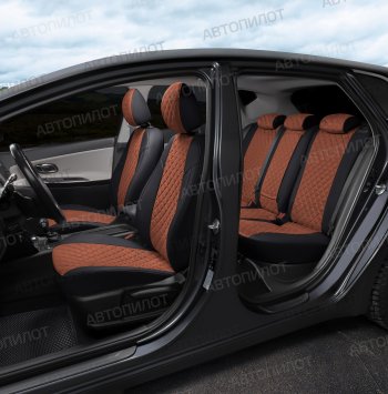 13 999 р. Чехлы сидений (экокожа/алькантара, сплошная) Автопилот Ромб  Audi A4 ( B6,  B7) (2000-2008) (черный/коричневый)  с доставкой в г. Калуга. Увеличить фотографию 7