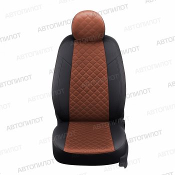 13 999 р. Чехлы сидений (экокожа/алькантара, сплошная) Автопилот Ромб  Audi A4 ( B6,  B7) (2000-2008) (черный/коричневый)  с доставкой в г. Калуга. Увеличить фотографию 2