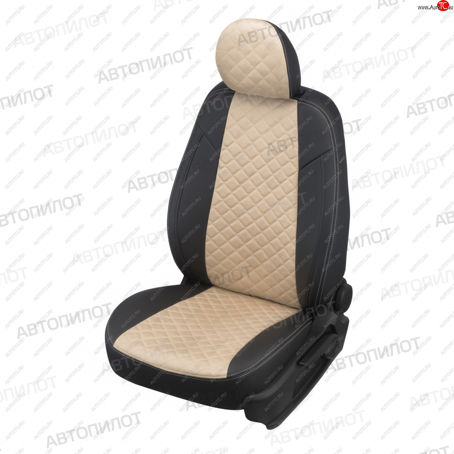 13 999 р. Чехлы сидений (экокожа/алькантара, сплошная) Автопилот Ромб  Audi A4 ( B6,  B7) (2000-2008) (черный/бежевый)  с доставкой в г. Калуга