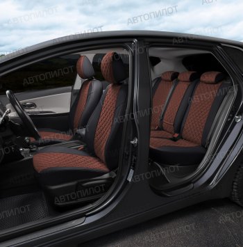13 999 р. Чехлы сидений (экокожа/алькантара, сплошная) Автопилот Ромб  Audi A4 ( B6,  B7) (2000-2008) (черный/шоколад)  с доставкой в г. Калуга. Увеличить фотографию 7