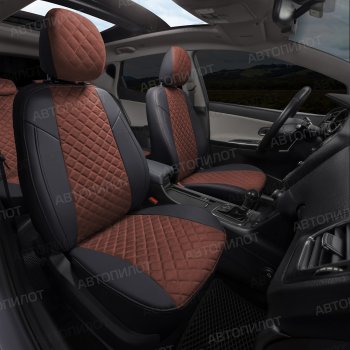 13 999 р. Чехлы сидений (экокожа/алькантара, сплошная) Автопилот Ромб  Audi A4 ( B6,  B7) (2000-2008) (черный/шоколад)  с доставкой в г. Калуга. Увеличить фотографию 8