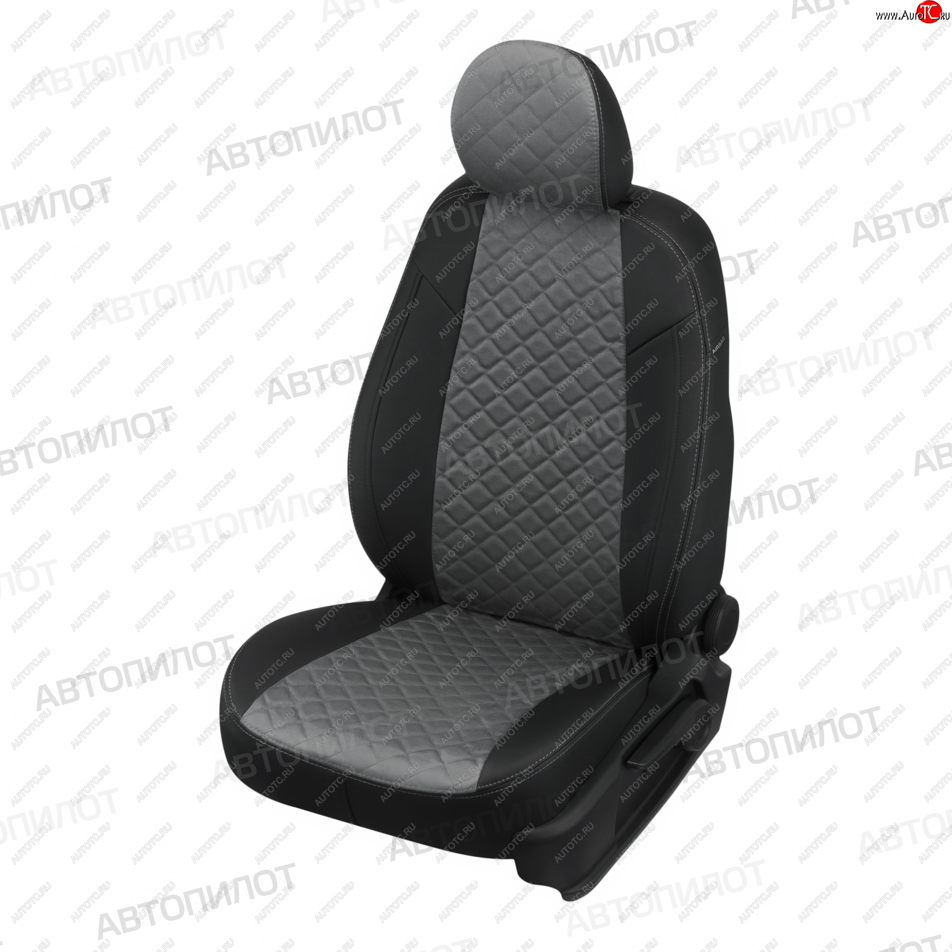 13 999 р. Чехлы сидений (экокожа/алькантара, сплошная) Автопилот Ромб  Audi A4 ( B6,  B7) (2000-2008) (черный/серый)  с доставкой в г. Калуга