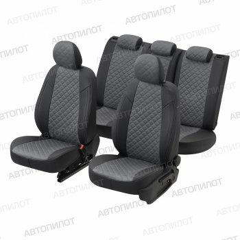 13 999 р. Чехлы сидений (экокожа/алькантара, сплошная) Автопилот Ромб  Audi A4 ( B6,  B7) (2000-2008) (черный/серый)  с доставкой в г. Калуга. Увеличить фотографию 6