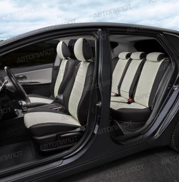 13 449 р. Чехлы сидений (экокожа, 40/60) Автопилот  Audi A6  C6 (2004-2010) (черный/белый)  с доставкой в г. Калуга. Увеличить фотографию 7