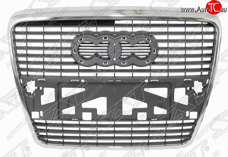 6 949 р. Решетка радиатора SAT (под гос. номера, хром)  Audi A6  C6 (2004-2008) (Неокрашенная)  с доставкой в г. Калуга