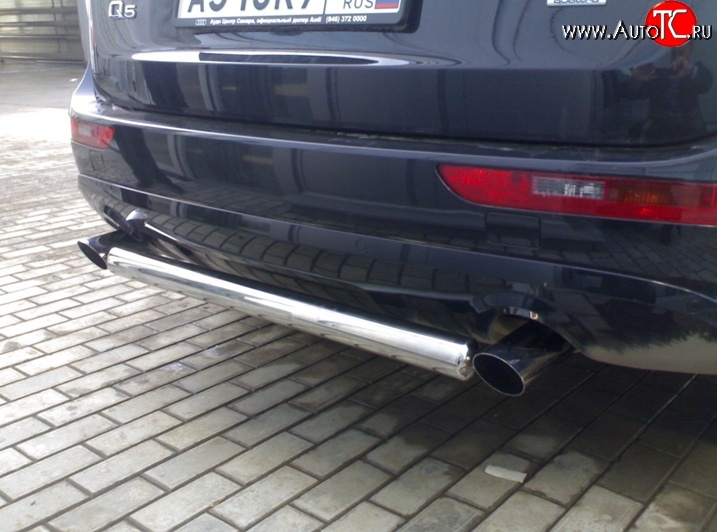 7 199 р. Защита заднего бампера из трубы диаметром 63.5 мм Металл Дизайн Audi Q5 8R дорестайлинг (2008-2012)  с доставкой в г. Калуга