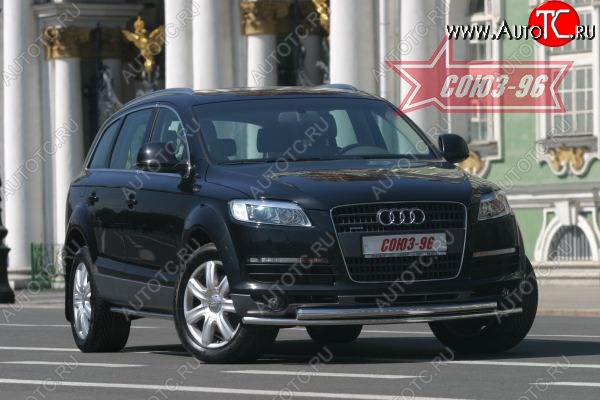 30 509 р. Защита переднего бампера двойная Souz-96 (d42/60) Audi Q7 4L дорестайлинг (2005-2009)  с доставкой в г. Калуга