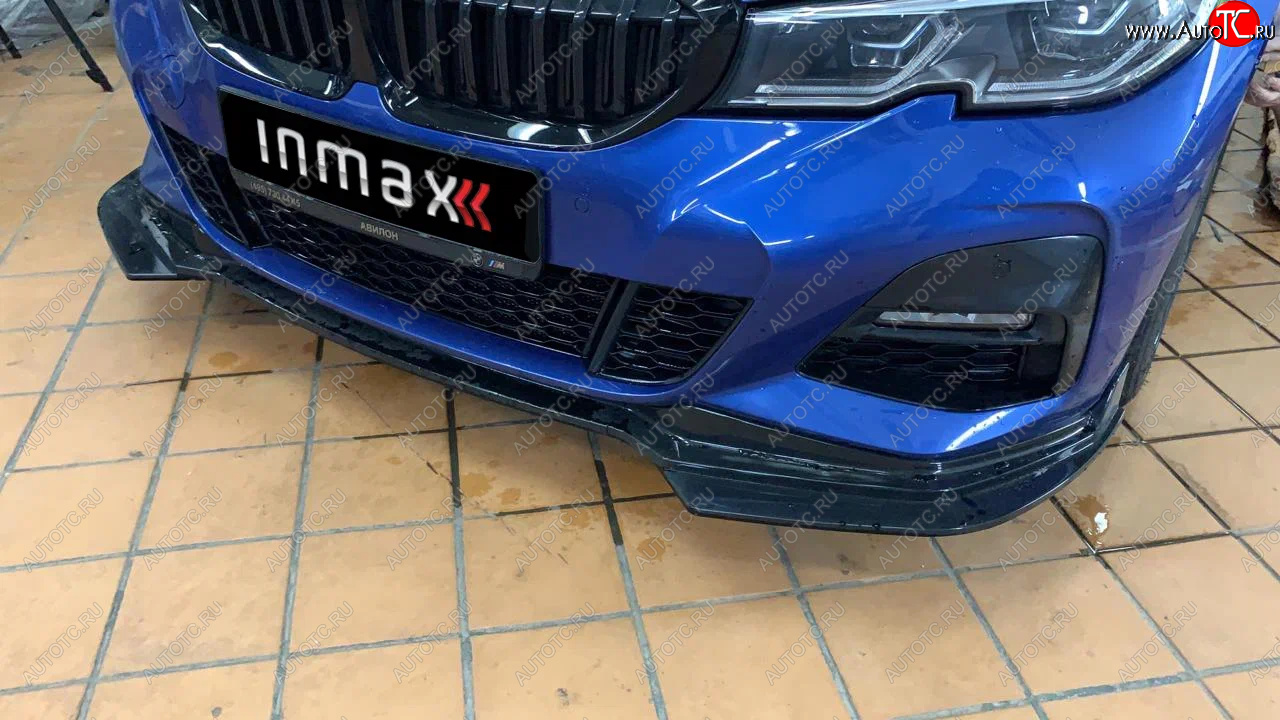 3 499 р. Накладки на сплиттер переднего бампера M-Perfomance (бумеранги) BMW 3 серия G20 седан (2018-2022) (цвет: черный глянец)  с доставкой в г. Калуга