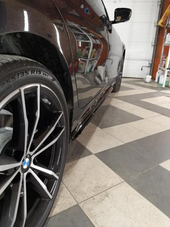 11 499 р. Пластиковые накладки M порогов BMW 3 серия G20 седан (2018-2022) (цвет: черный глянец)  с доставкой в г. Калуга. Увеличить фотографию 4