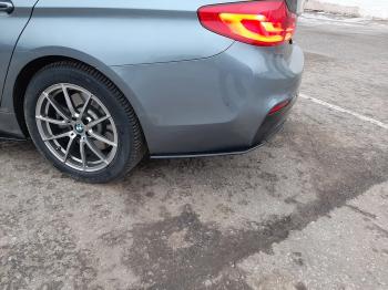 5 149 р. Накладки M-Perfomance под задний бампер (мини-лезвия) Inmax  BMW 5 серия  G30 (2016-2020) (цвет: черный глянец)  с доставкой в г. Калуга. Увеличить фотографию 12