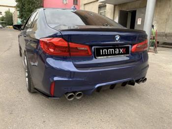 5 149 р. Накладки M-Perfomance под задний бампер (мини-лезвия) Inmax BMW 5 серия G30 дорестайлинг, седан (2016-2020) (цвет: черный глянец)  с доставкой в г. Калуга. Увеличить фотографию 4