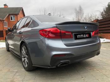 5 149 р. Накладки M-Perfomance под задний бампер (мини-лезвия) Inmax  BMW 5 серия  G30 (2016-2020) (цвет: черный глянец)  с доставкой в г. Калуга. Увеличить фотографию 6