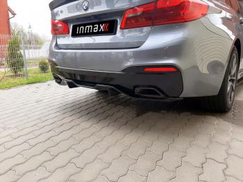 10 999 р. Диффузор заднего бампера М-Perfomance (2 клыка) BMW 5 серия G30 дорестайлинг, седан (2016-2020)Inmax (неокрашенный)  с доставкой в г. Калуга. Увеличить фотографию 3