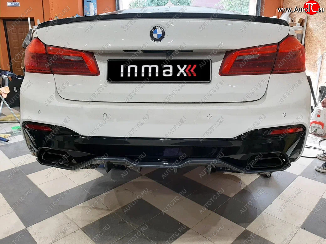 12 199 р. Диффузор заднего бампера М-Perfomance (4 клыка)  BMW 5 серия  G30 (2016-2020) Inmax (неокрашенный)  с доставкой в г. Калуга