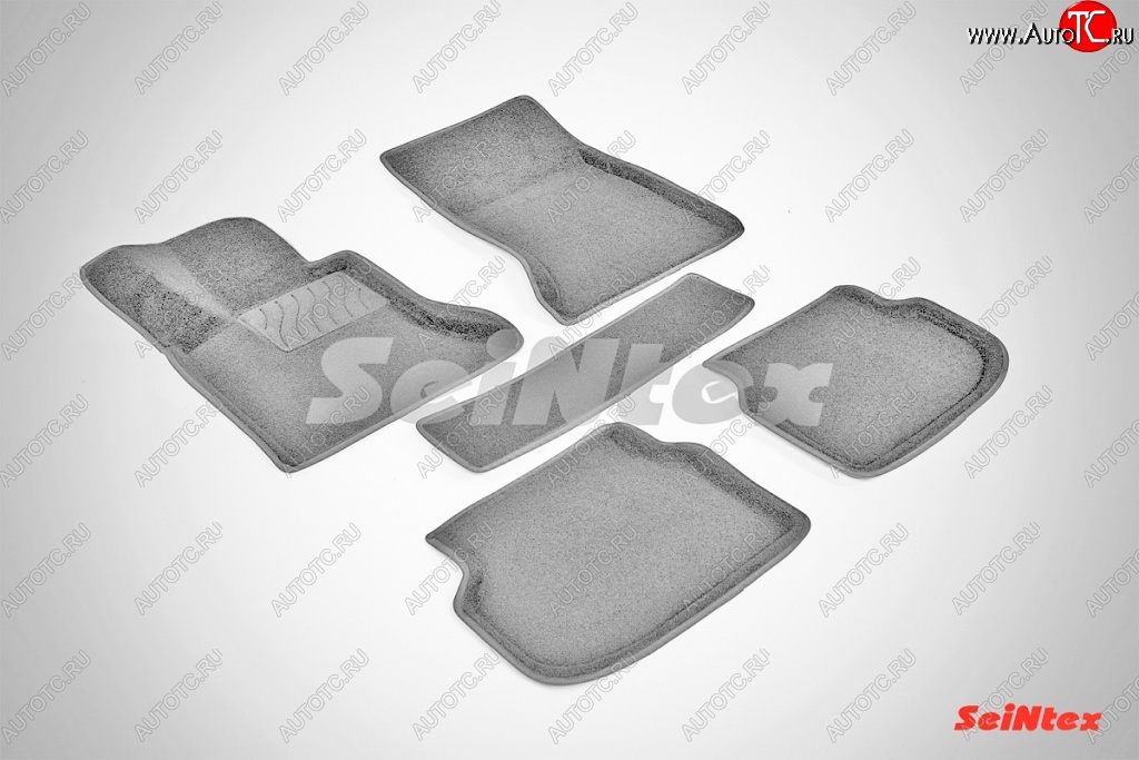 4 299 р. Износостойкие коврики в салон SeiNtex Premium 3D 4 шт. (ворсовые, серые)  BMW 5 серия  F10 (2009-2013)  с доставкой в г. Калуга
