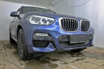 3 099 р. Защитная сетка радиатора в бампер Стрелка 11 Стандарт (алюминий/пластик, 2.0i /2.0d/3.0d, AT, Base)  BMW X3  G01 (2017-2021) (Цвет: черный)  с доставкой в г. Калуга. Увеличить фотографию 4