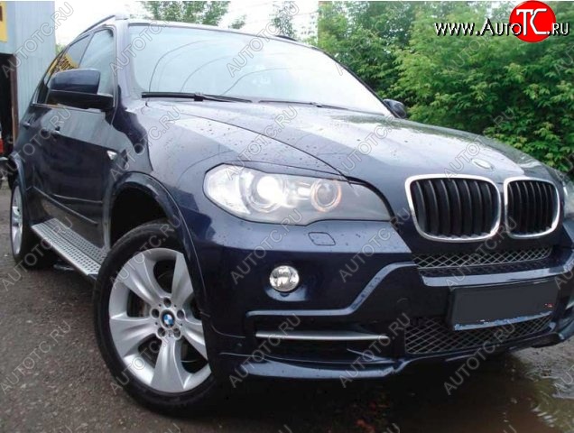 1 499 р. Реснички на фары CT BMW X5 E70 дорестайлинг (2006-2010) (Неокрашенные)  с доставкой в г. Калуга